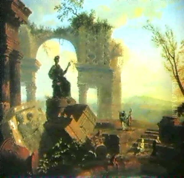 Architecture Antique Animee Oil Painting by Jean-Louis Demarne