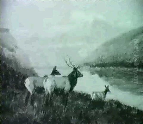 Fremont Lake, Windriver, Wyoming Oil Painting by Edwin Willard Deming