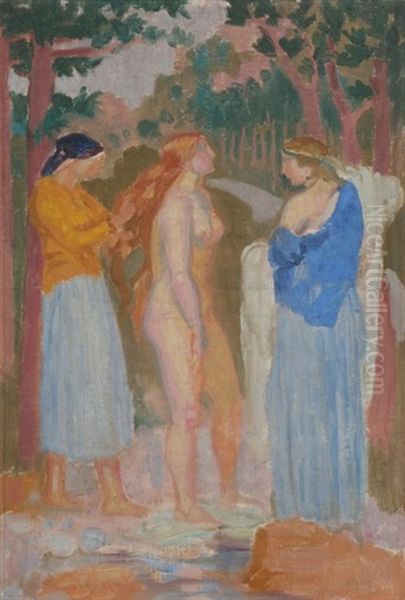 Baigneuse Au Bord Du Ruisseau, Vers 1922 Oil Painting by Maurice Denis