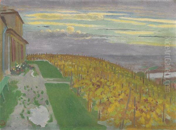 Vignes A Bessan - Recto Pont De Bordeaux - Verso Oil Painting by Maurice Denis