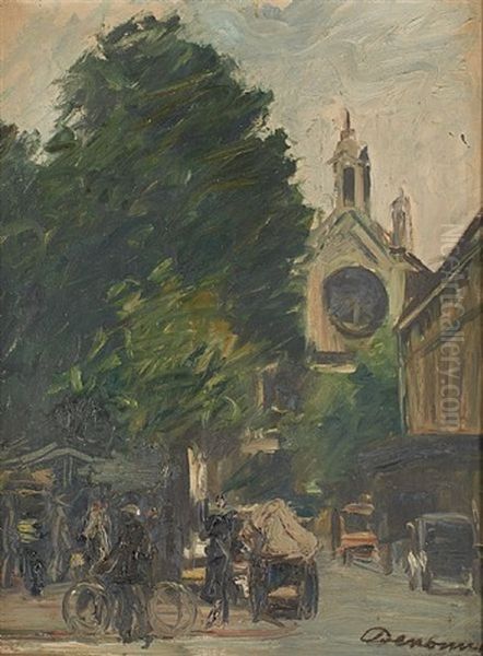 Place Sainte Catherine A Bruxelles Oil Painting by Alexandre Denonne