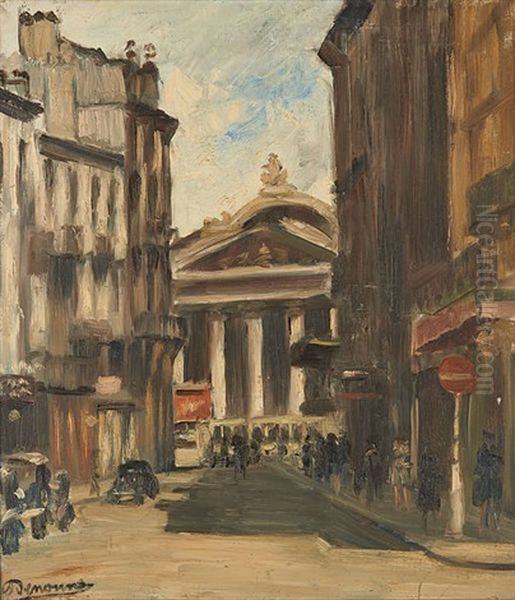 Vue Animee De La Bourse Oil Painting by Alexandre Denonne