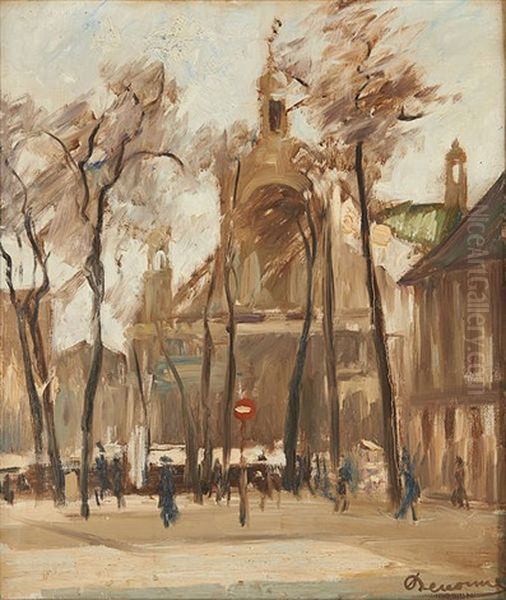 Un Sens Unique Place Sainte Catherine Oil Painting by Alexandre Denonne