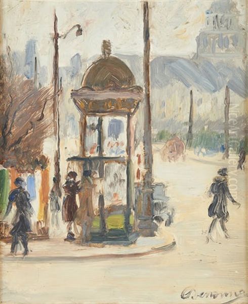 L'aubette A Journaux Oil Painting by Alexandre Denonne