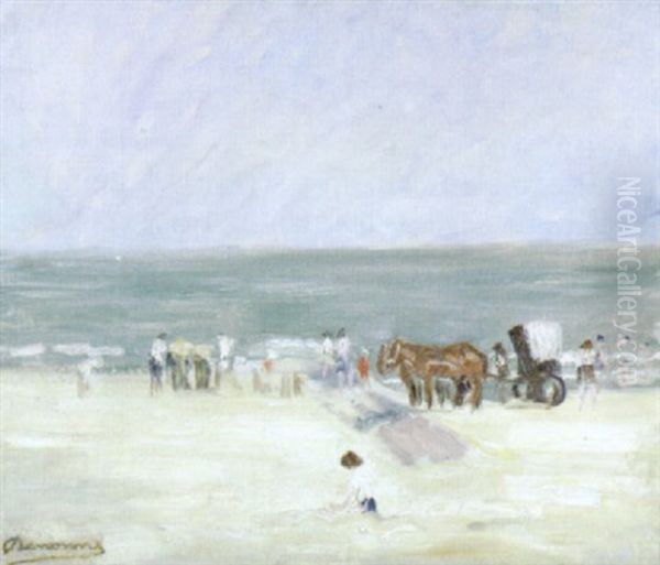 Plage Oil Painting by Alexandre Denonne