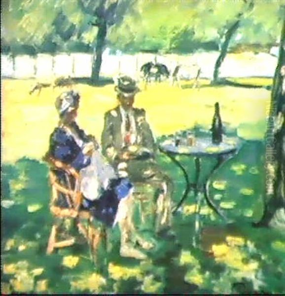 A L'ombre Du Platane Oil Painting by Alexandre Denonne