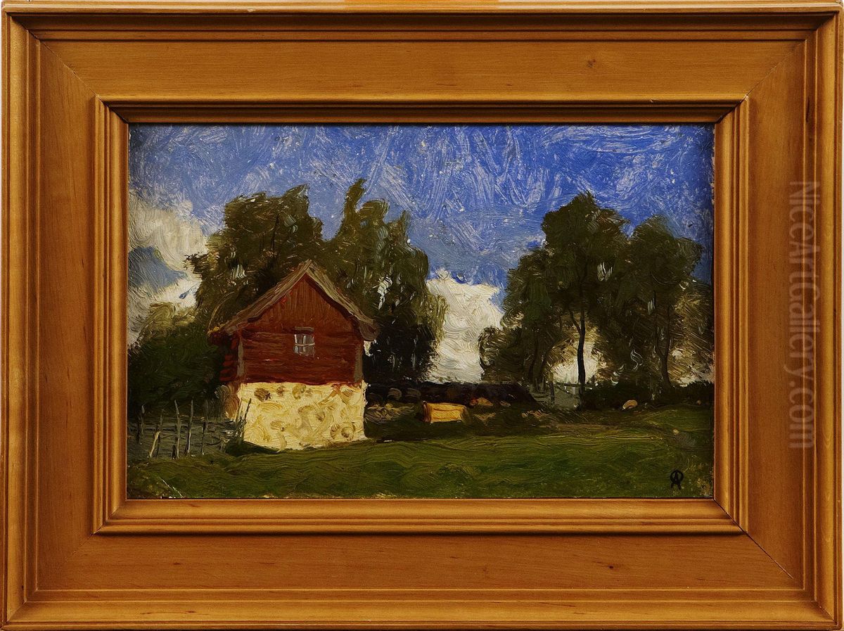 RodKallarbyggnad Oil Painting by Olof Arborelius