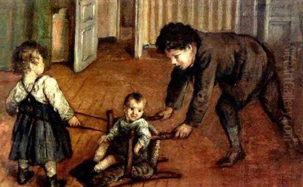 Le Traineau Oil Painting by Marcellin Gilbert Desboutin