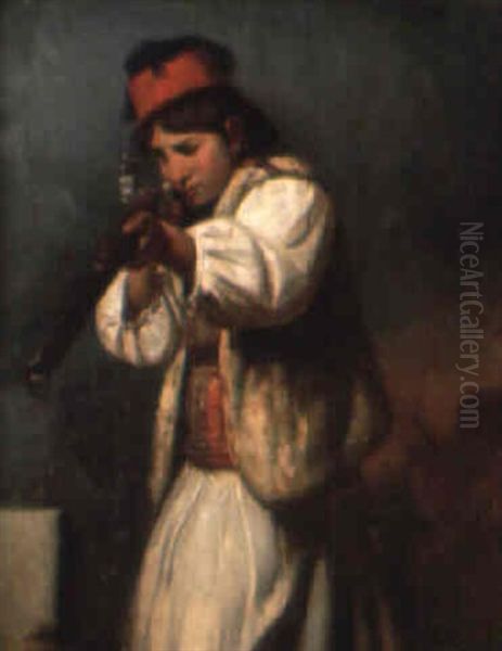 Le Jeune Franc-tireur Grec Oil Painting by Guillaume Descamps