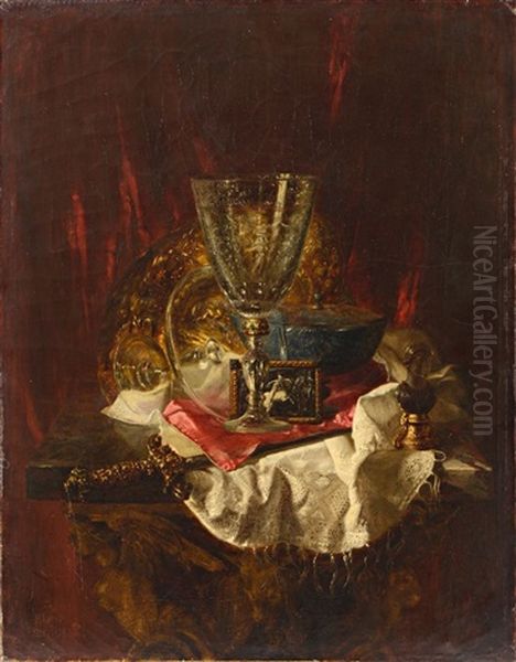 Nature Morte A L'assiette Oil Painting by Blaise Alexandre Desgoffe