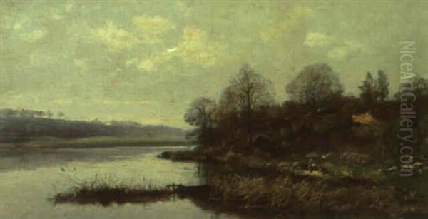W,scherinnen Am Fluss Oil Painting by Charles Felix Edouard Deshayes