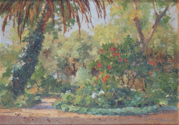 Le Jardin D'essai A Alger Oil Painting by Eugene F. A. Deshayes