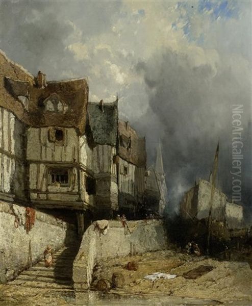 Am Strand Bei Le Havre Oil Painting by Eugene Deshayes