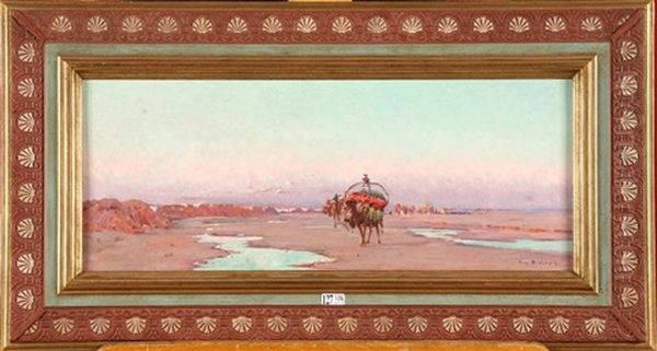 La Caravane Dans Le Desert Oil Painting by Eugene Deshayes