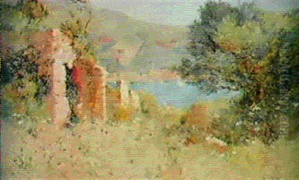 Rivage Mediterraneen Oil Painting by Eugene Deshayes