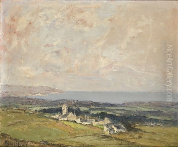 Village En Bord De Mer Oil Painting by Louis Marie Desire-Lucas