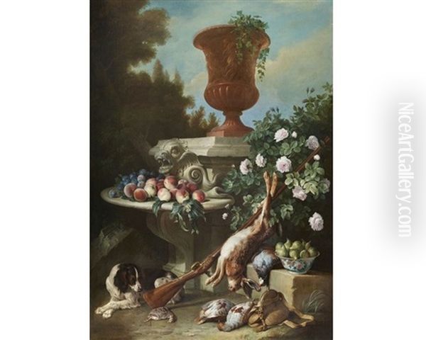 Crane In Marsh Oil Painting by Alexandre-Francois Desportes