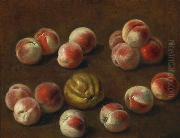 A Still Life Of Peaches Oil Painting by Alexandre-Francois Desportes