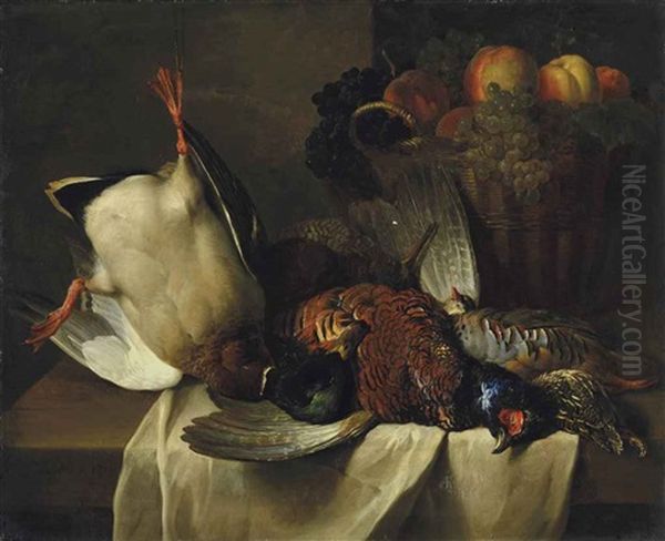 Nature Morte Au Colvert Et Aux Faisans Oil Painting by Alexandre-Francois Desportes