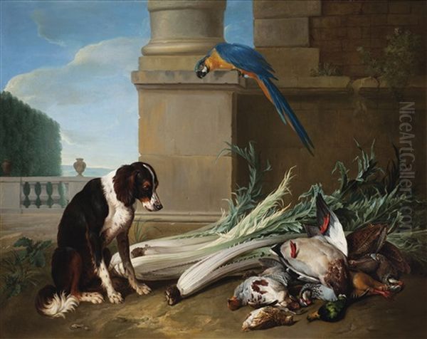 Chien Devant Un Trophee De Chasse Oil Painting by Alexandre-Francois Desportes