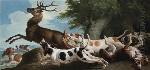 Le Debuche Du Cerf Oil Painting by Alexandre-Francois Desportes