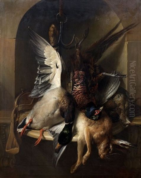 Trophee De Colvert, Lievre, Faisan Et Perdreaux Dans Une Niche Oil Painting by Alexandre-Francois Desportes