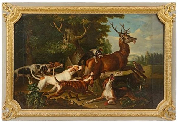 Le Debuche De Cerf Oil Painting by Alexandre-Francois Desportes