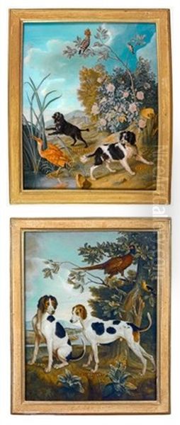 Pompee Et Florissant Et Merluzine Et Cocoo (pair) Oil Painting by Alexandre-Francois Desportes