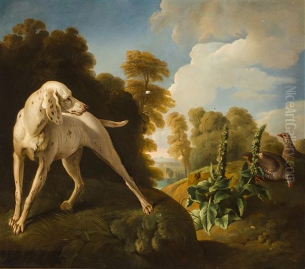Hound And Fowl In A Landscape Oil Painting by Alexandre-Francois Desportes