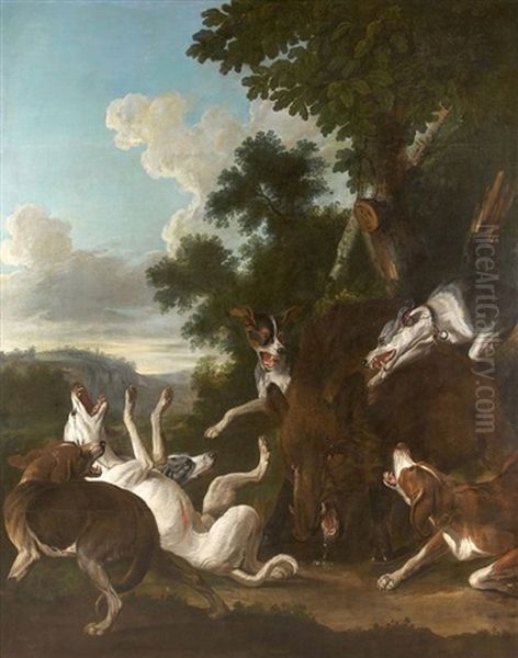 Hallali De Sanglier Oil Painting by Alexandre-Francois Desportes