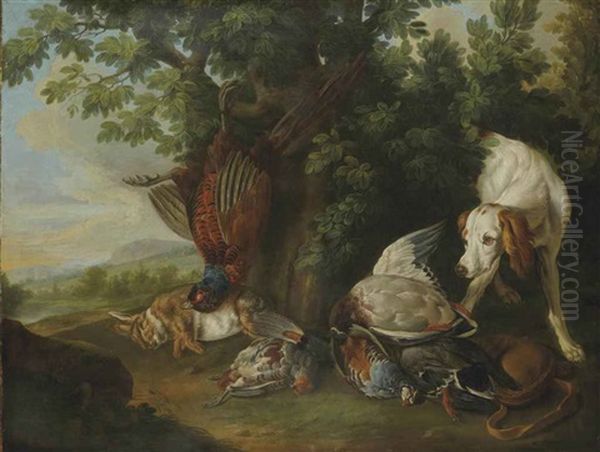 Chien Convoitant Du Gibier Mort Dans Un Paysage Oil Painting by Alexandre-Francois Desportes