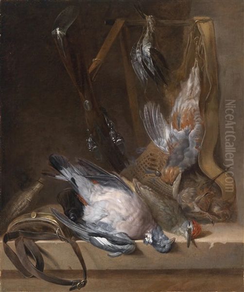 Ein Jagdstillleben Mit Erlegtem Wildgeflugel Und Utensilien Zur Vogeljagd Oil Painting by Alexandre-Francois Desportes