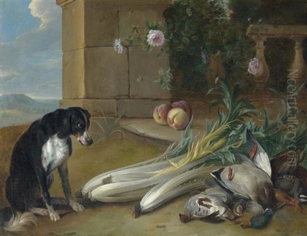Chien Gardant Du Gibier Mort Oil Painting by Alexandre-Francois Desportes