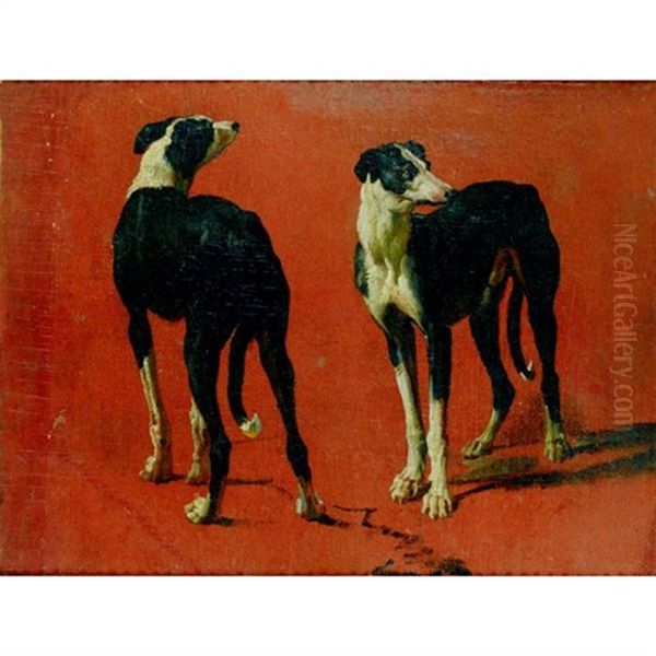 Levriers (study) Oil Painting by Alexandre-Francois Desportes