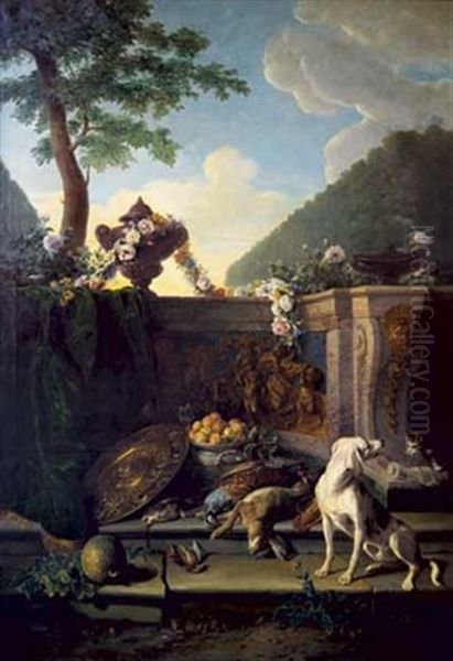 Nature Morte De Gibier, Pieces D'orfevrerie Et Bas-reliefs Oil Painting by Alexandre-Francois Desportes