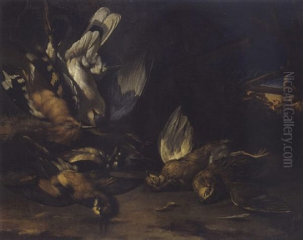 Oiseaux Sur Fond De Paysage Oil Painting by Alexandre-Francois Desportes