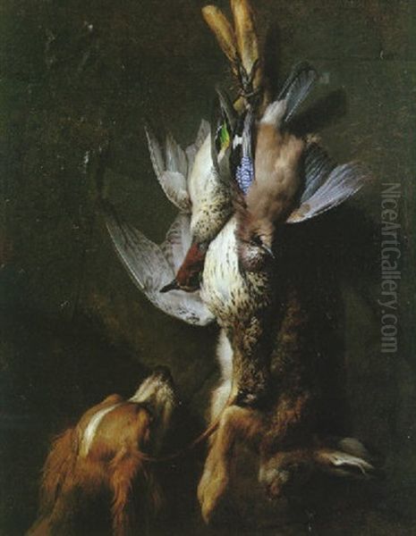 Epagneul Devant Un Trophee De Chasse Oil Painting by Alexandre-Francois Desportes