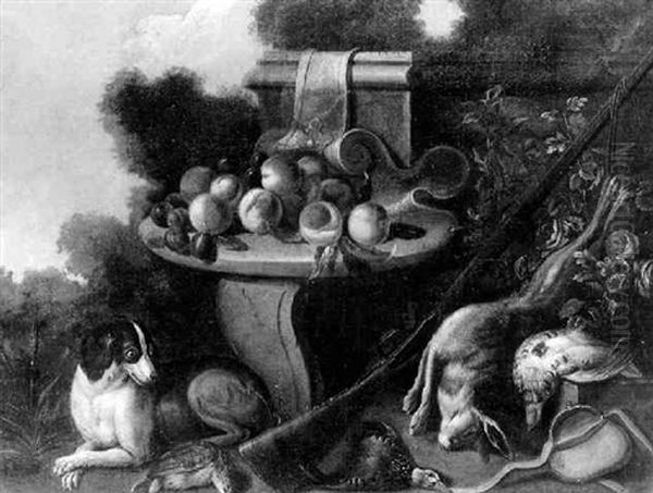 Nature Morte Au Trophee De Chasse Et Au Chien Oil Painting by Alexandre-Francois Desportes