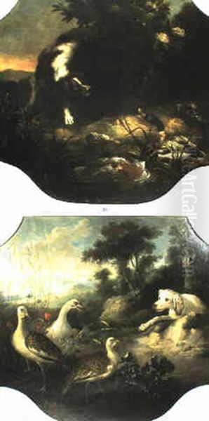 Chien A L'arret Et Canards Oil Painting by Alexandre-Francois Desportes