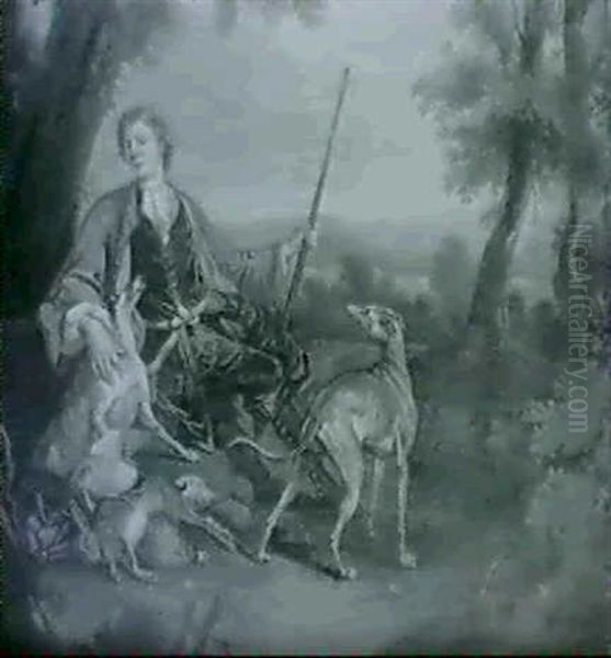 Portrait D'un Chasseur Dans Un Paysage Oil Painting by Alexandre-Francois Desportes