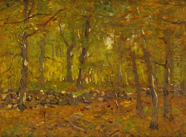 Wooded Landscape (grassy Hill, Connecticut) Oil Painting by Louis Paul Dessar