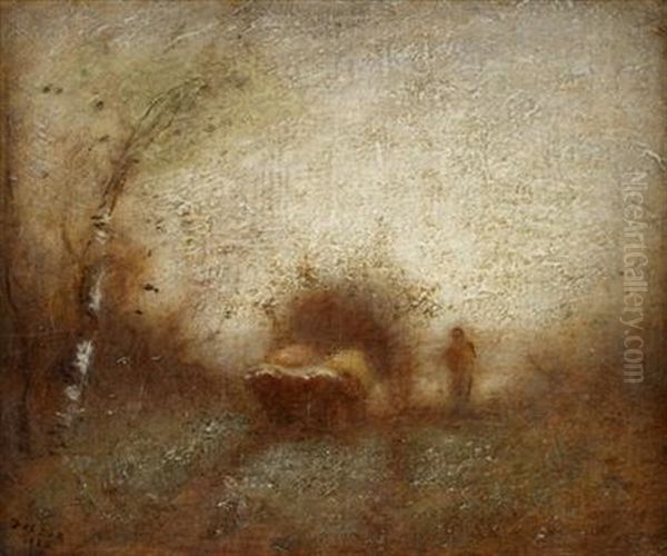 Ox Cart Oil Painting by Louis Paul Dessar