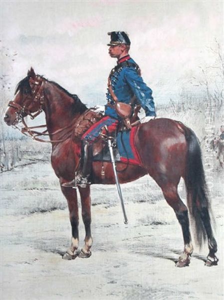 Chasseurs A Cheval Sous La Iiie Republique Oil Painting by Edouard Jean Baptiste Detaille