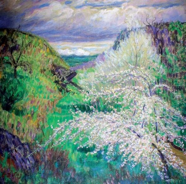 Les Environs De Crozant Au Printemps Oil Painting by Leon Detroy