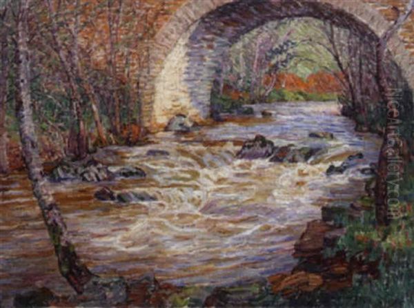 Paysage Au Torrent Oil Painting by Leon Detroy