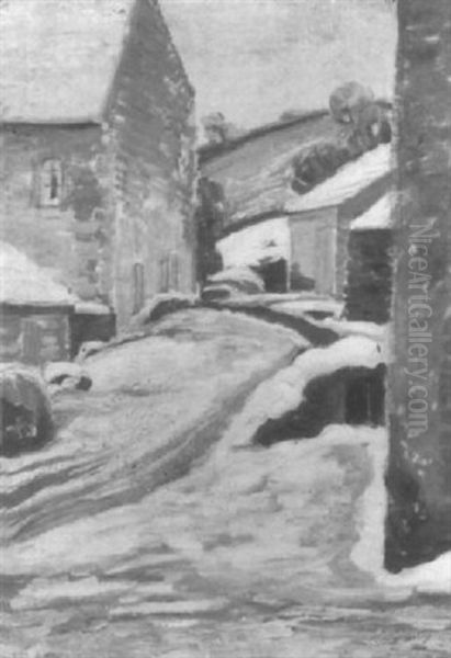 Village Sous La Neige Oil Painting by Leon Detroy