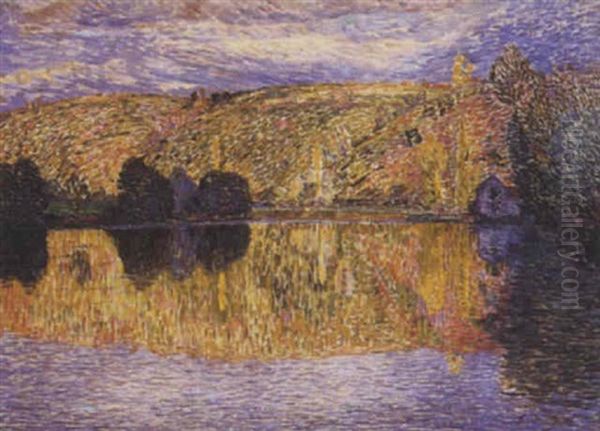 Paysage Lacustre Oil Painting by Leon Detroy