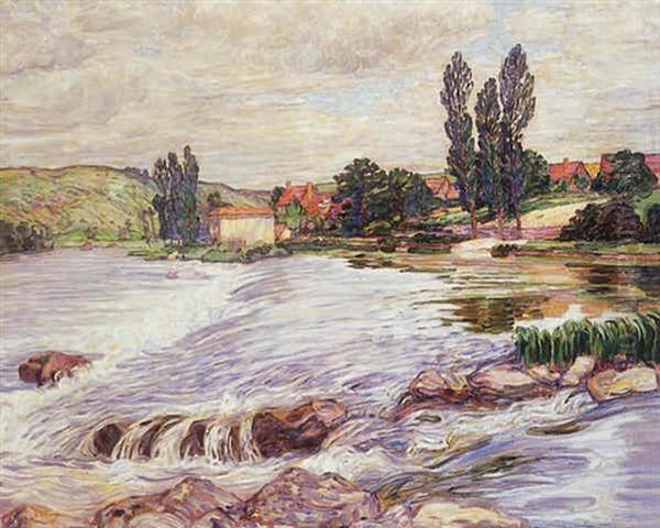 Barrage Sur La Vienne Oil Painting by Leon Detroy