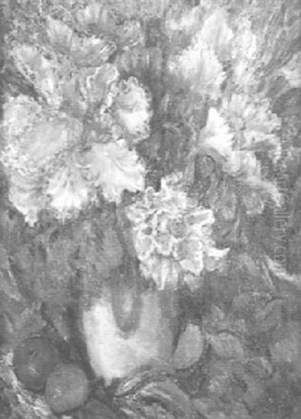 Le Bouquet De Fleurs Mauves Oil Painting by Leon Detroy