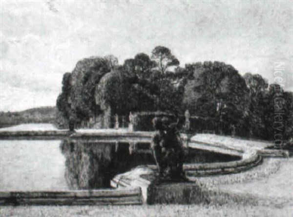 Parc Du Chateau De Versailles, Le Grand Bassin Oil Painting by Leon Detroy